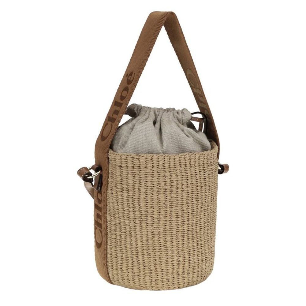 Chloé Woody Raffia Bucket Bag, Beige
